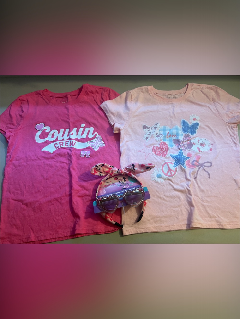 Girls Short Sleeve Ts- Bright/Light Pink- Bundle w/pink headband & glasses!NWOT